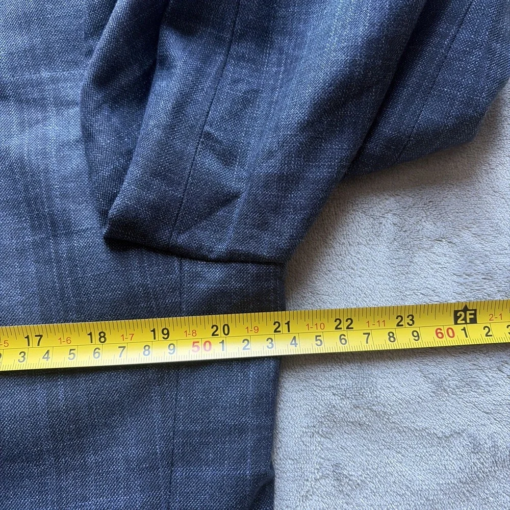 Banana Republic Sport Coat Blazer Men 42R Slim Fit Blue Cotton Poly Rayon Check